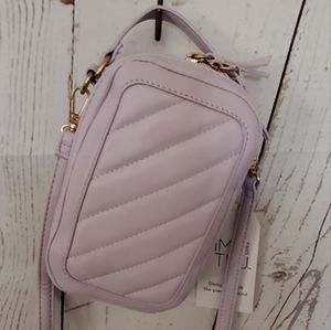 Time and Tru women's vinyl phone wallet crossbody bag purple lavender